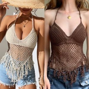 Sans Souci | Tops | Sans Souci Brown Crochet Halter Boho Top | Bundle of two